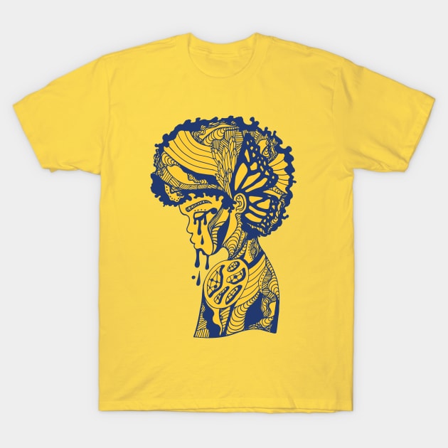 Gold and Navy Beauty In struggle T-Shirt by kenallouis